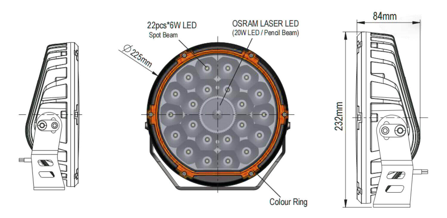 Ignite - 9" Round Slimline Laser LED Driving Light (each)