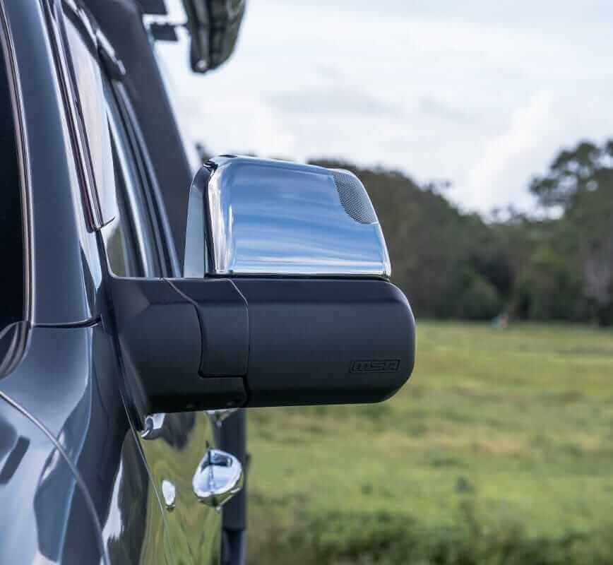 MSA 4x4 Towing mirrors to suit - FORD RANGER, 2012- MAY 2022. CHROME, ELECTRIC, HEATED, INDICATORS