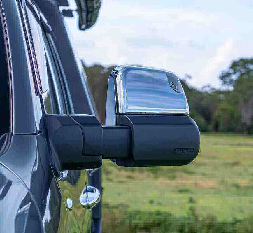 MSA 4x4 Towing mirrors to suit - FORD RANGER, 2012- MAY 2022. CHROME, ELECTRIC, HEATED, INDICATORS