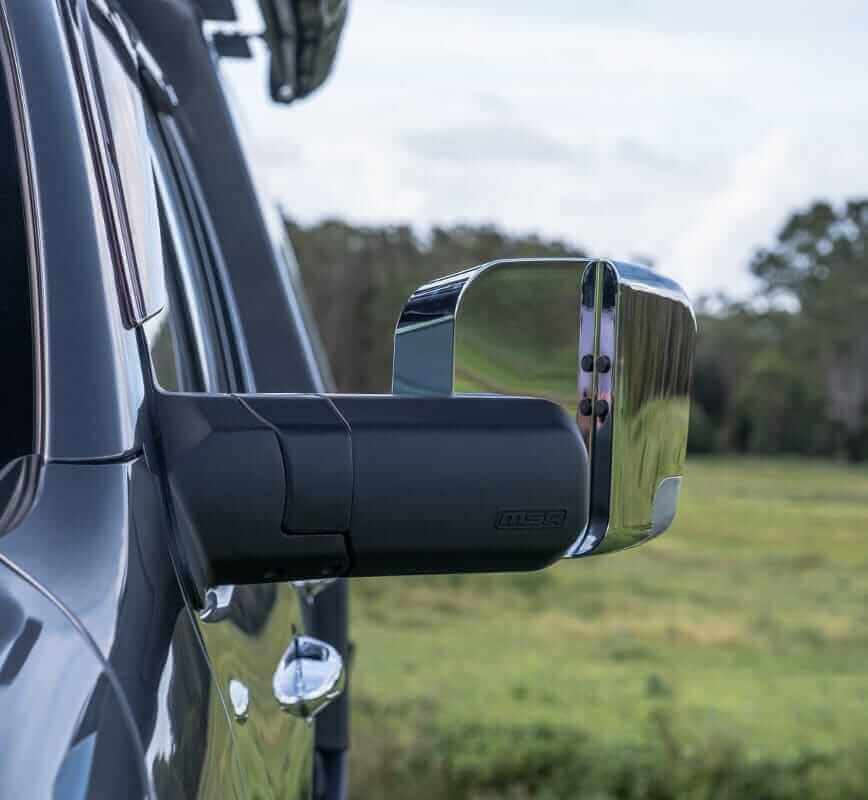 MSA 4x4 Towing mirrors to suit - FORD RANGER, 2012- MAY 2022. CHROME, ELECTRIC, HEATED, INDICATORS